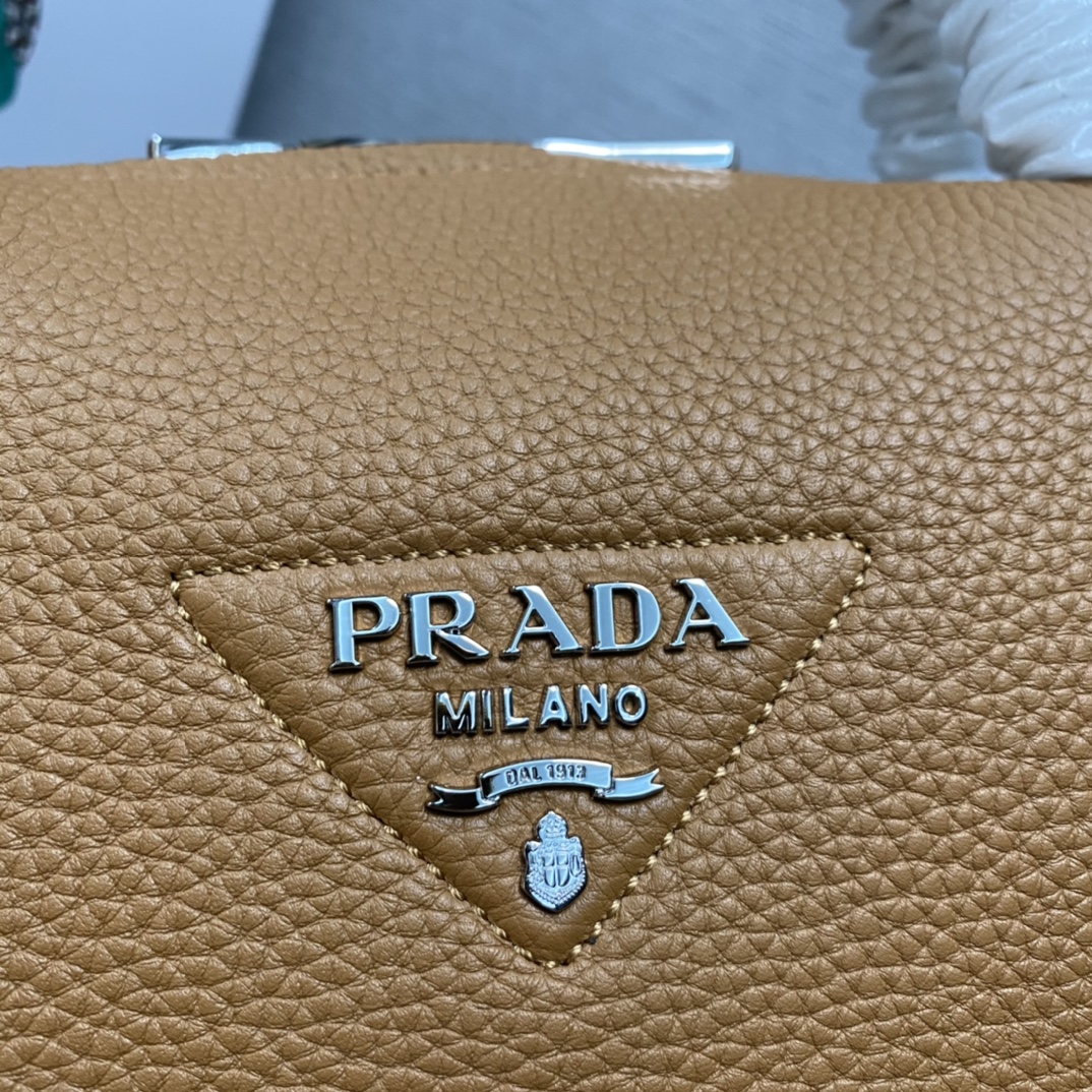 Prada Small Leather Shoulder Bag Handbag Caramel 1BC145